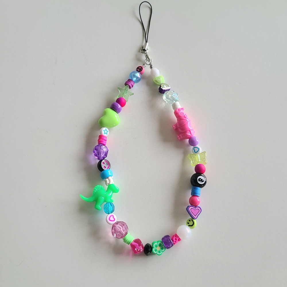 Dinosaur Beaded Phone Charm 90s Y2k Kidcore